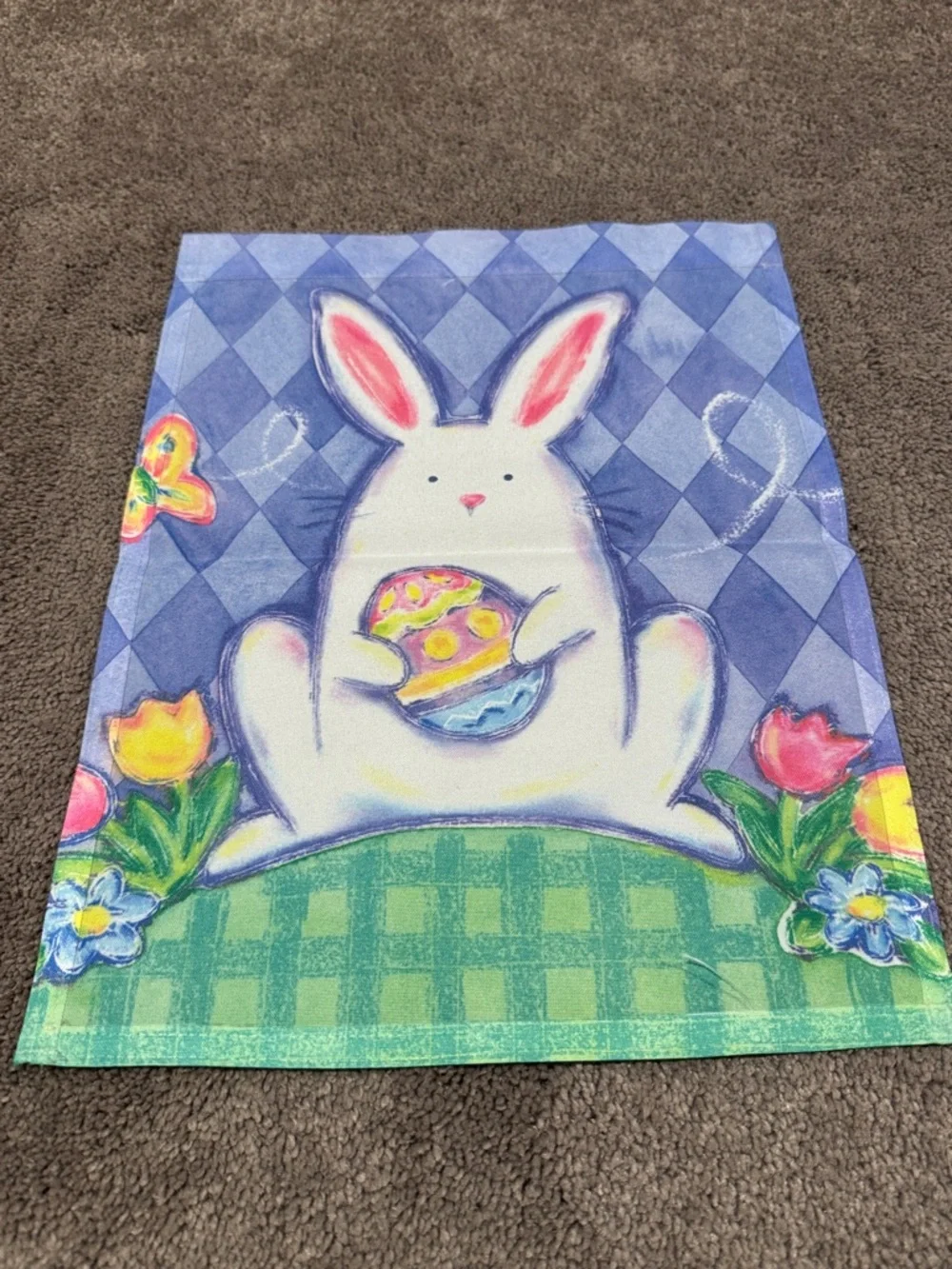 Eileen Toohey Easter Bunny Garden Flag Spring Flowers Egg 11x14.5